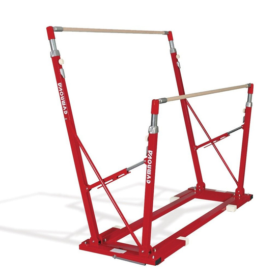 Compact asymmetric bars - folding feet - with transport trolleys (3345)