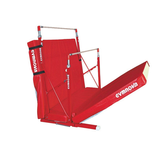 Compact asymmetric bars - fixed feet - with transport trolley and folding mat (3357)